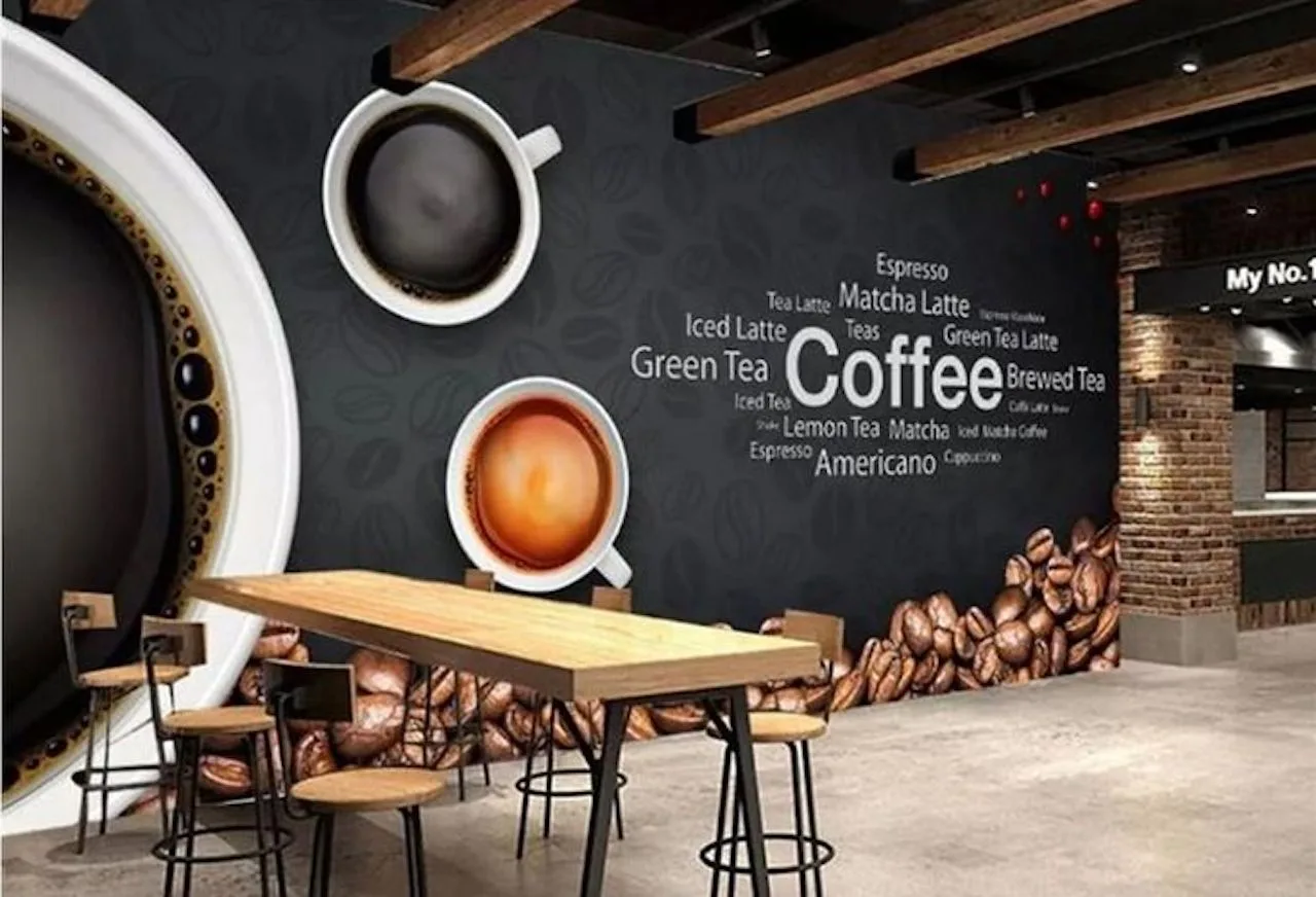 11 Aesthetic Coffee Shop Decor Ideas That'll Keep Customers Coming Back 5 coffee shop decor ideas mural coffee collage
