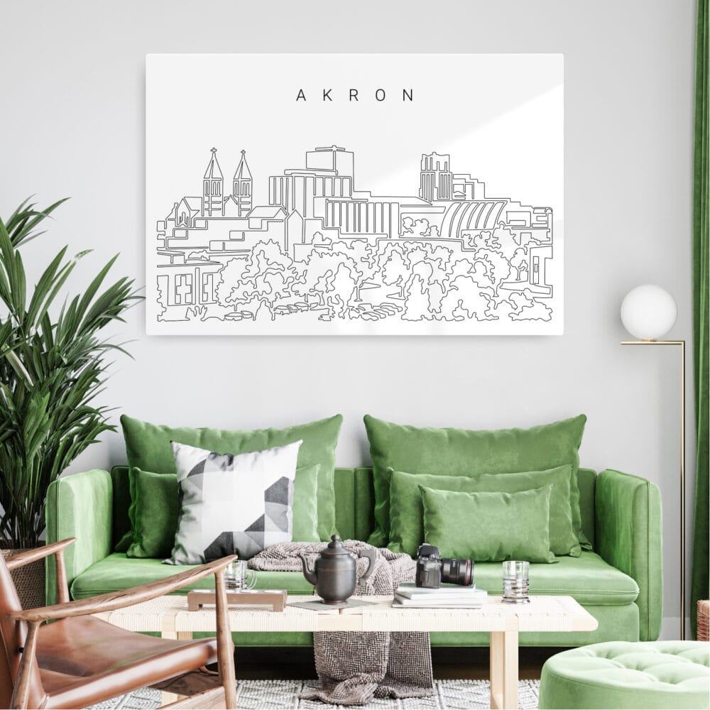 Akron Skyline Metal Print - Living Room - Light Akron Skyline Metal Print - Living Room - Light