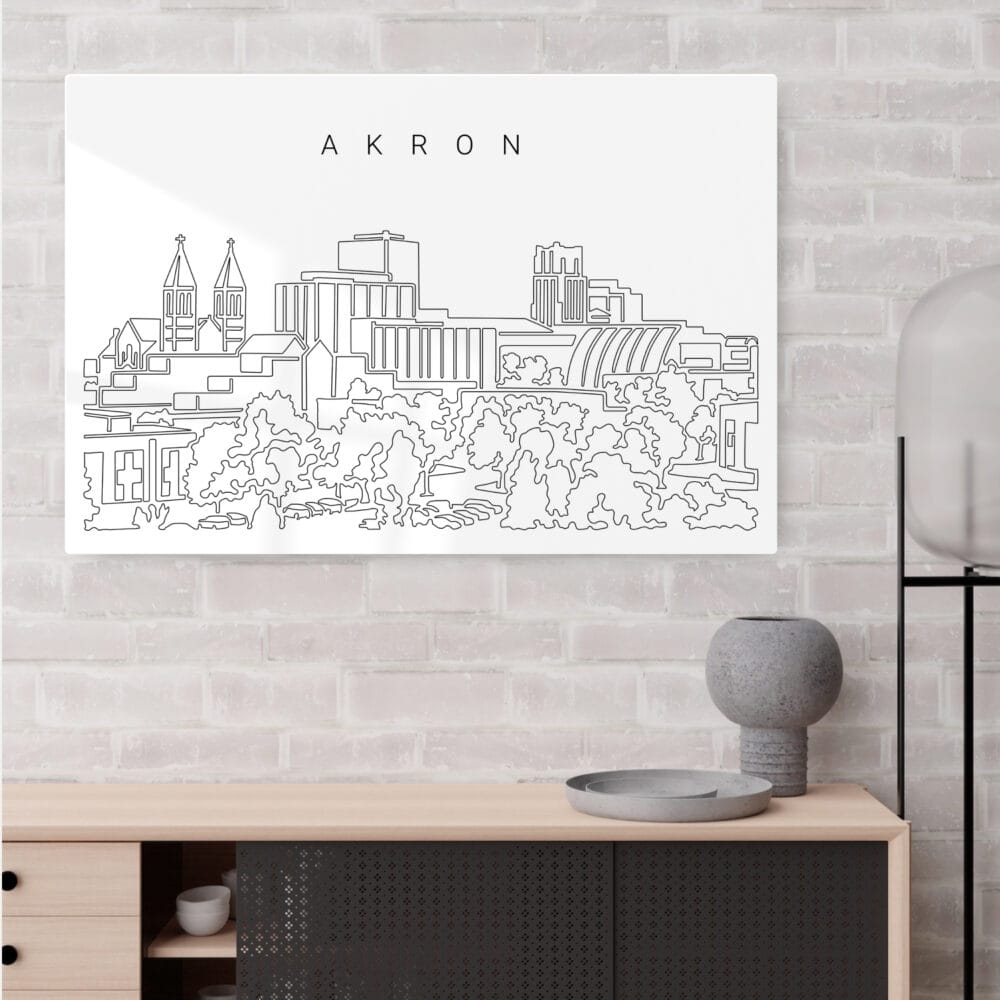 Akron Skyline Metal Print - Shelf - Light Akron Skyline Metal Print - Shelf - Light