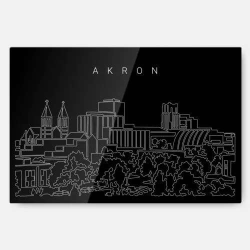 Akron Skyline Metal Print Wall Art - Main - Dark