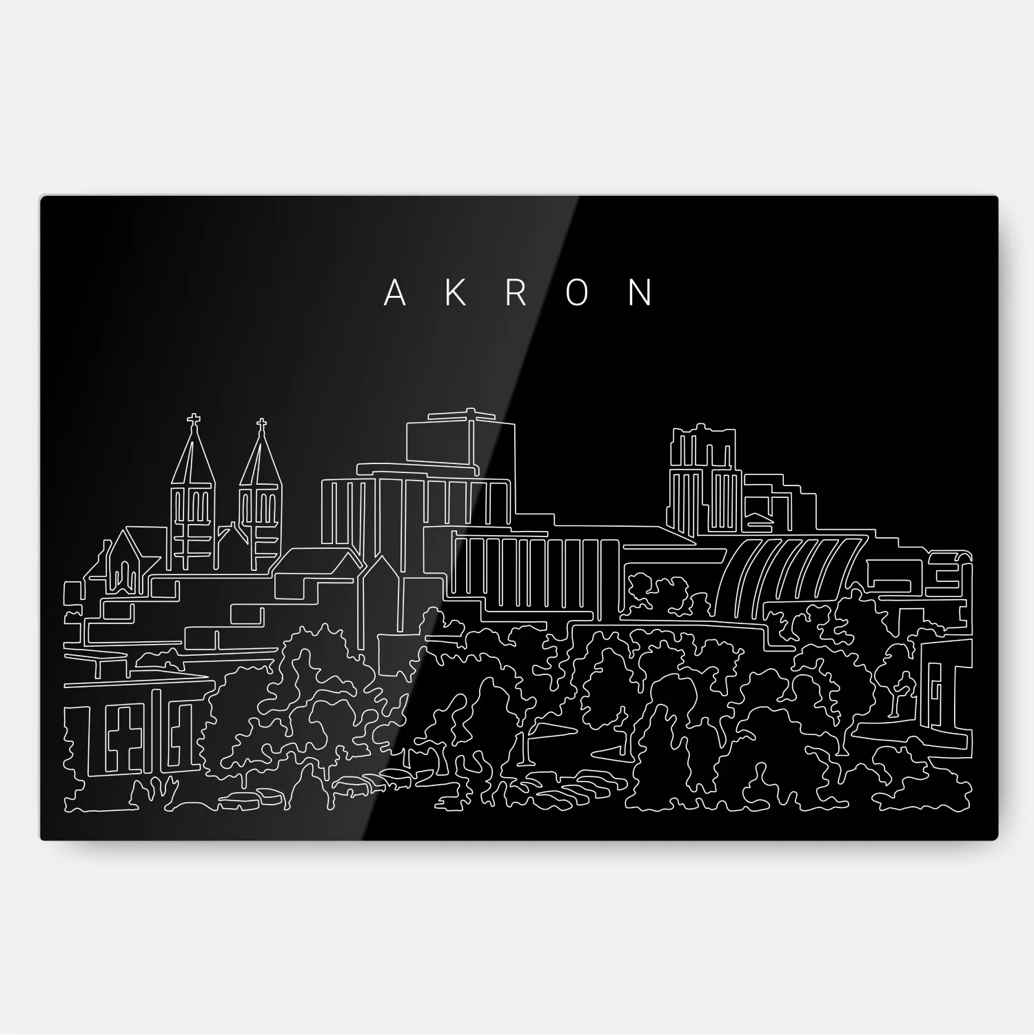 Akron Skyline Line Art Metal Print