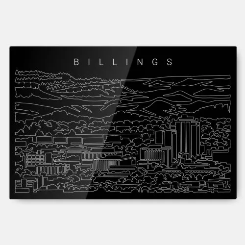 Billings Skyline Metal Print Wall Art - Main - Dark