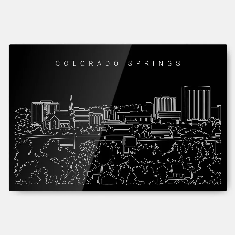 Colorado Springs Skyline Metal Print Wall Art - Main - Dark Colorado Springs Skyline Metal Print Wall Art - Main - Dark