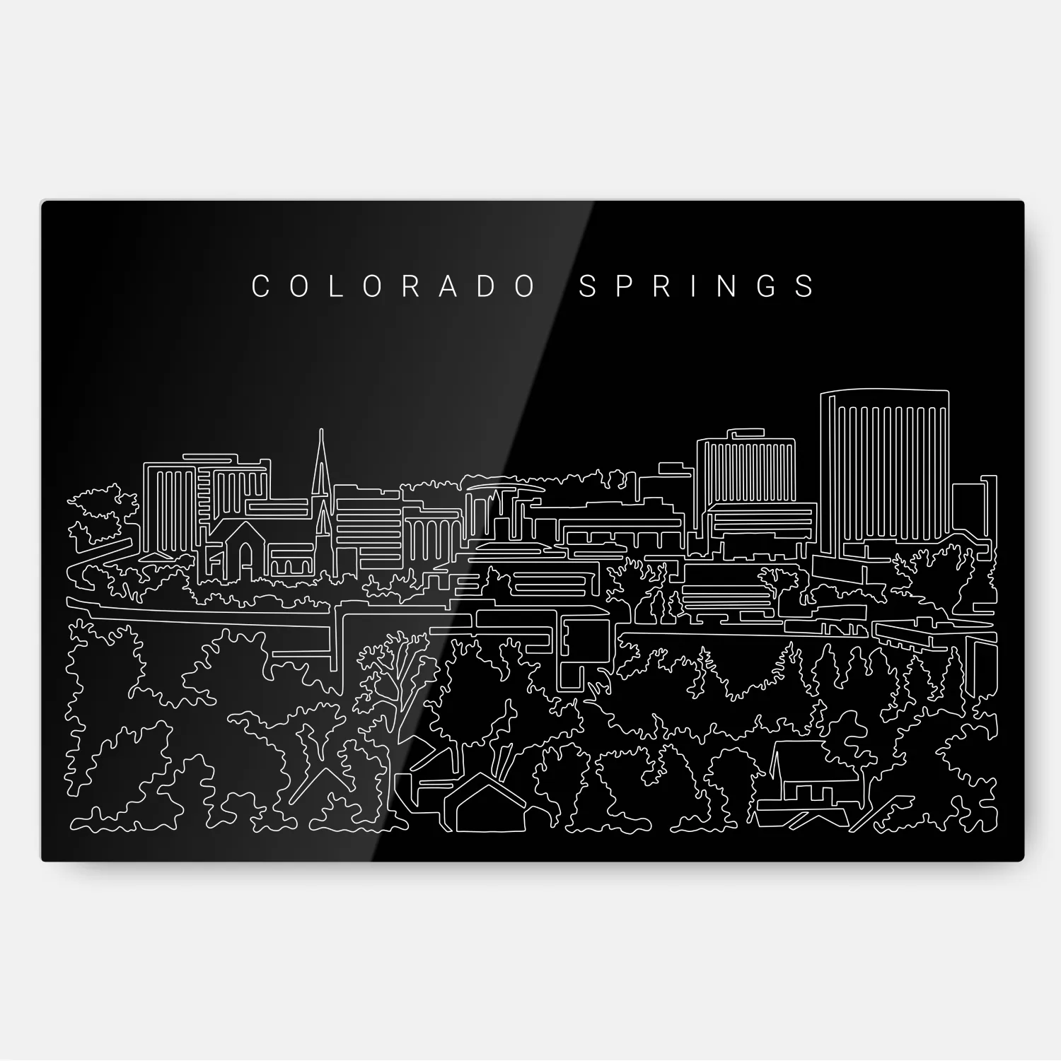 Colorado Springs Skyline Line Art Metal Print