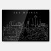 Des Moines Skyline Metal Print Wall Art - Main - Dark