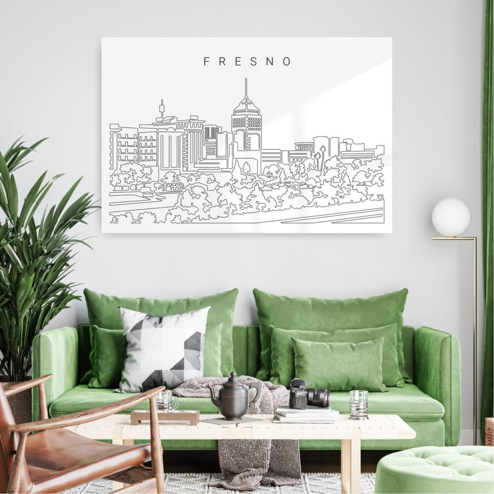 Fresno Skyline Metal Print - Living Room - Light Fresno Skyline Metal Print - Living Room - Light
