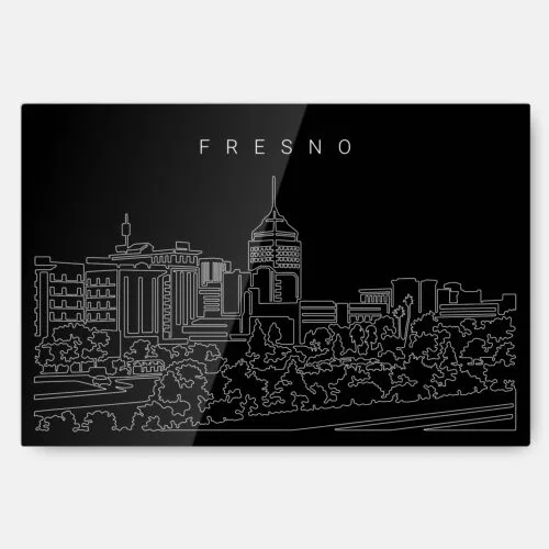 Fresno Skyline Metal Print Wall Art - Main - Dark