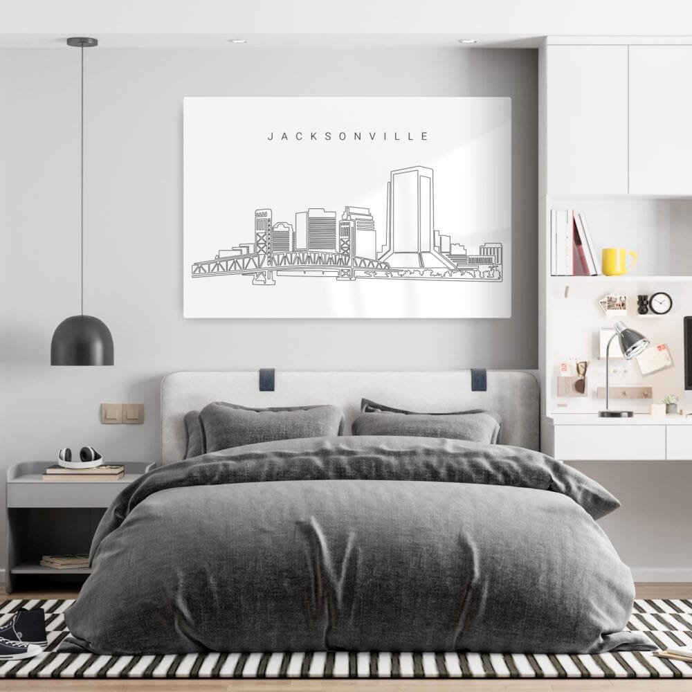 Jacksonville Skyline Metal Print - Bedroom - Light Jacksonville Skyline Metal Print - Bedroom - Light