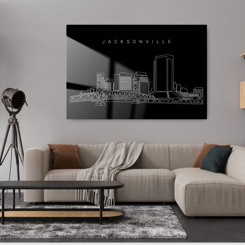 Jacksonville Skyline Metal Print - Living ROom - Dark Jacksonville Skyline Metal Print - Living ROom - Dark