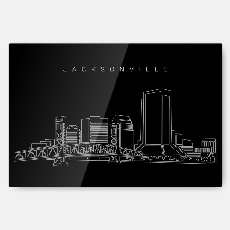 Jacksonville Skyline Metal Print Wall Art - Main - Dark