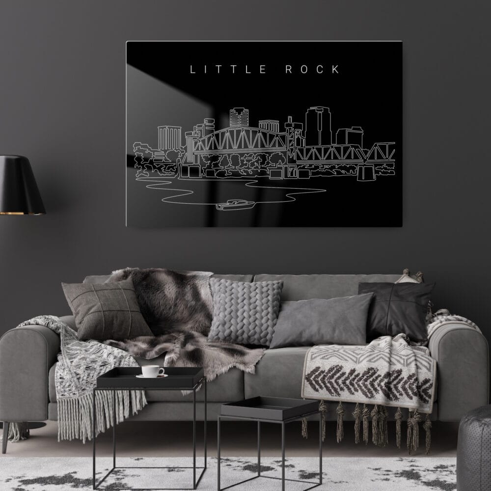 Little Rock Skyline Metal Print - Living Room - Dark Little Rock Skyline Metal Print - Living Room - Dark