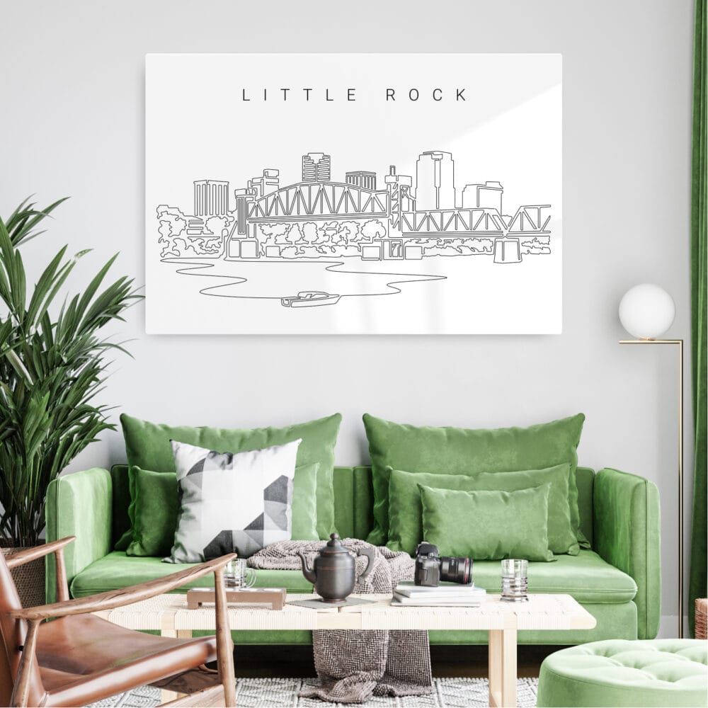 Little Rock Skyline Metal Print - Living Room - Light Little Rock Skyline Metal Print - Living Room - Light