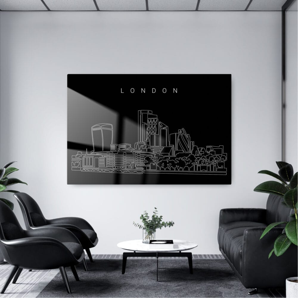 London Skyline Metal Print - Office - Dark London Skyline Metal Print - Office - Dark