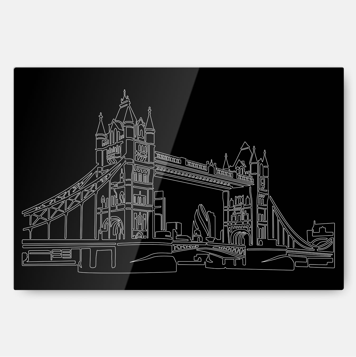 London Tower Bridge Line Art Metal Print