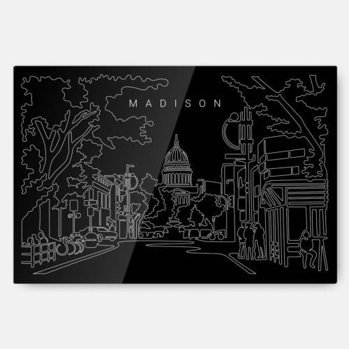 Madison Wisconsin Metal Print Wall Art - Main - Dark