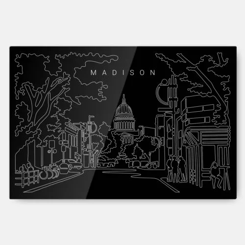 Madison Wisconsin Metal Print Wall Art - Main - Dark