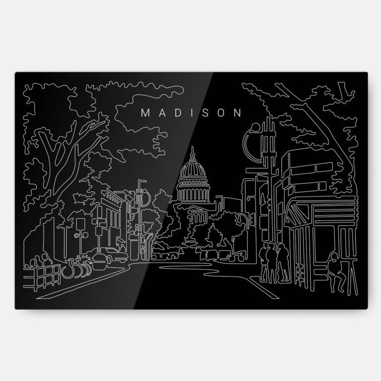 Madison Wisconsin Metal Print Wall Art - Main - Dark