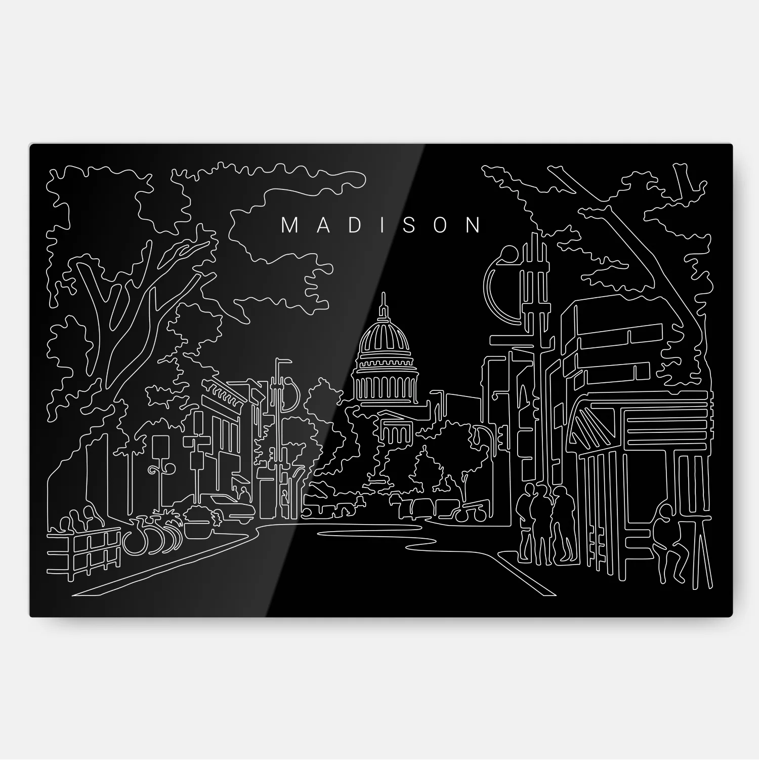 Madison Wisconsin Line Art Metal Print