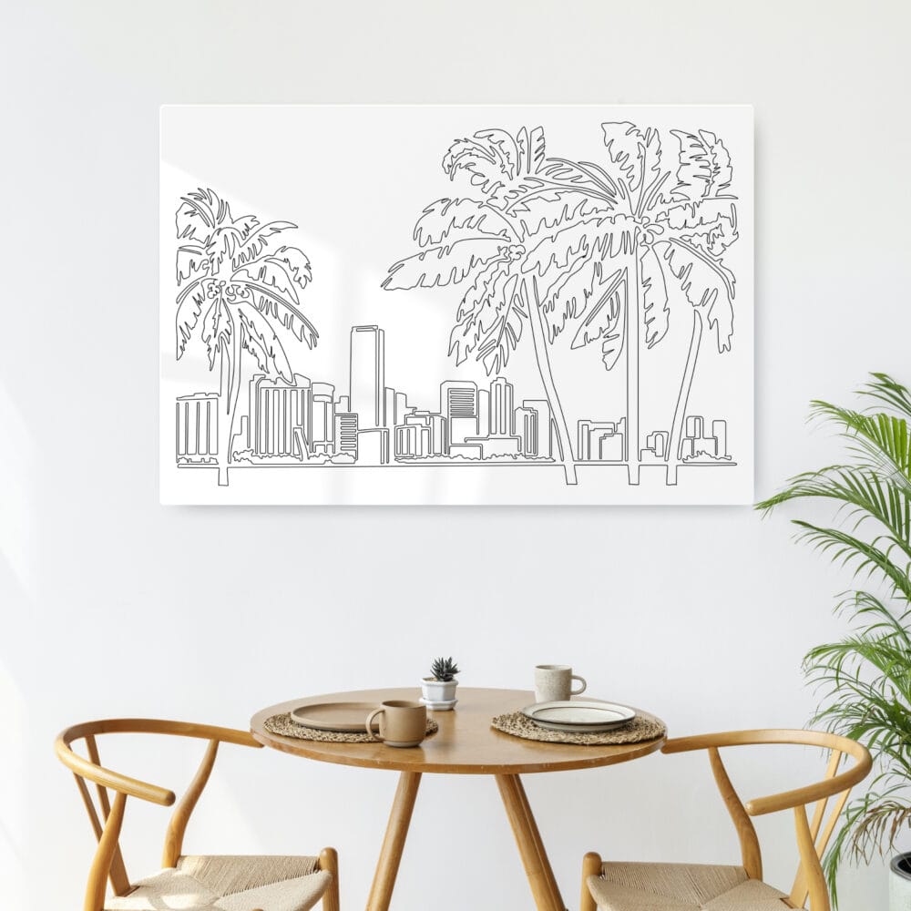 Miami Skyline Metal Print - Kitchen - Light Miami Skyline Metal Print - Kitchen - Light
