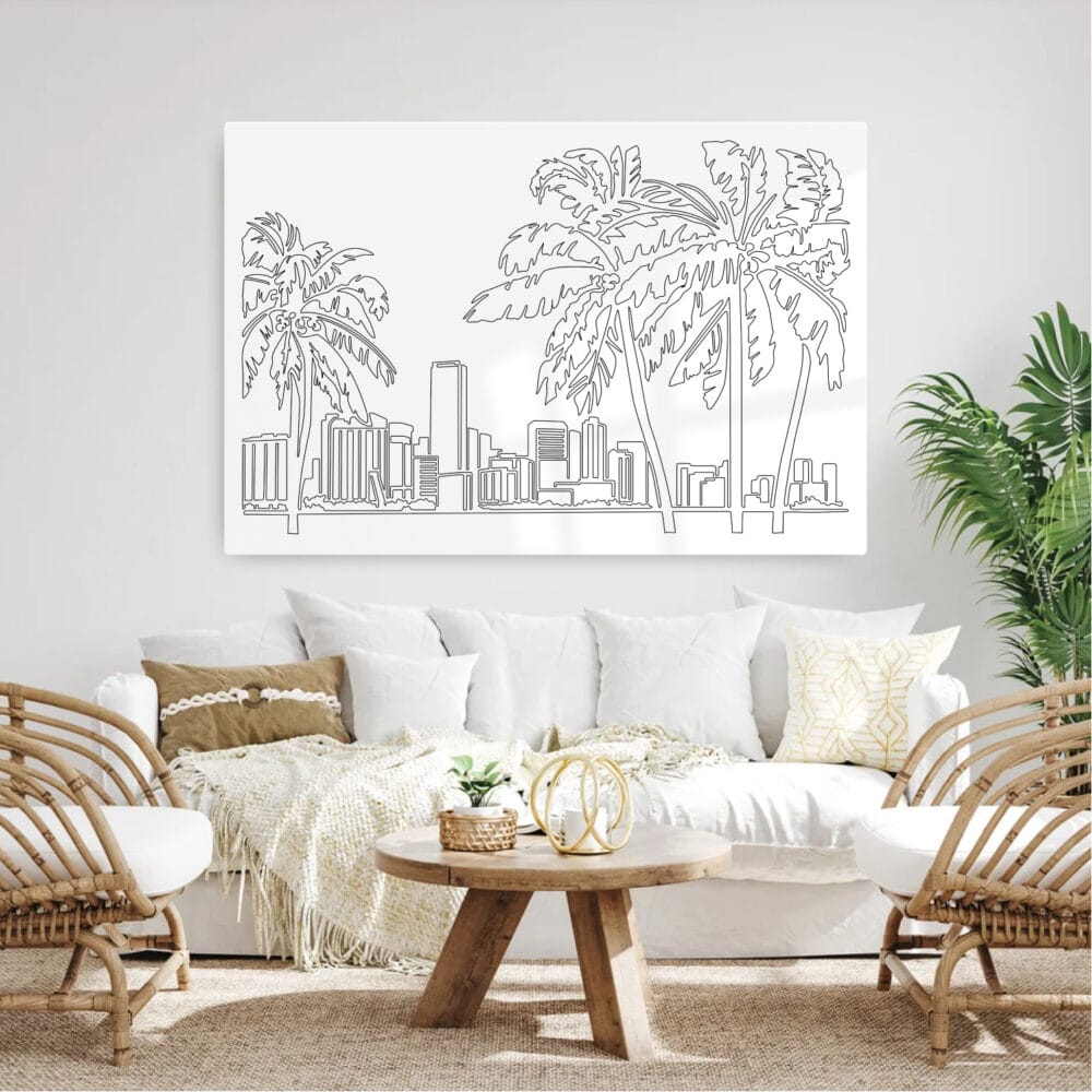 Miami Skyline Metal Print - Living Room - Light Miami Skyline Metal Print - Living Room - Light