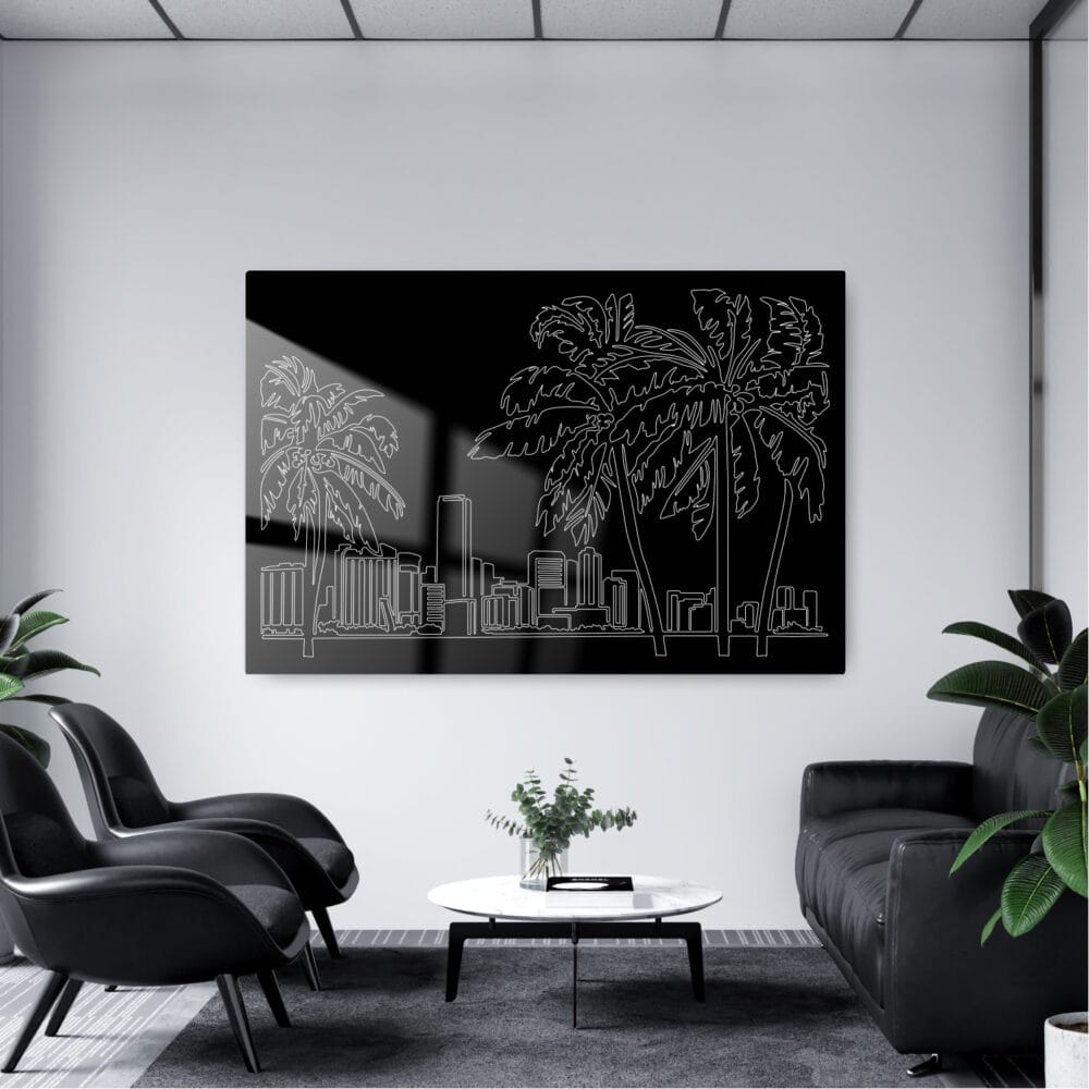 Miami Skyline Metal Print - Office - Dark Miami Skyline Metal Print - Office - Dark
