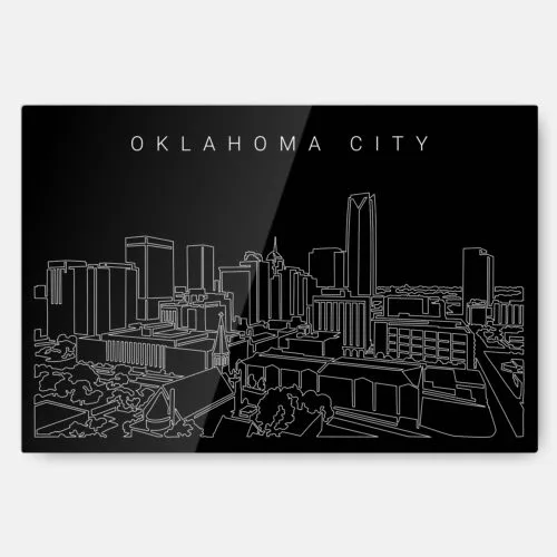 Oklahoma City Skyline Metal Print Wall Art - Main - Dark