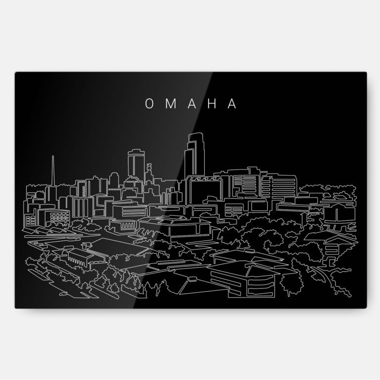 Omaha Skyline Metal Print Wall Art - Main - Dark
