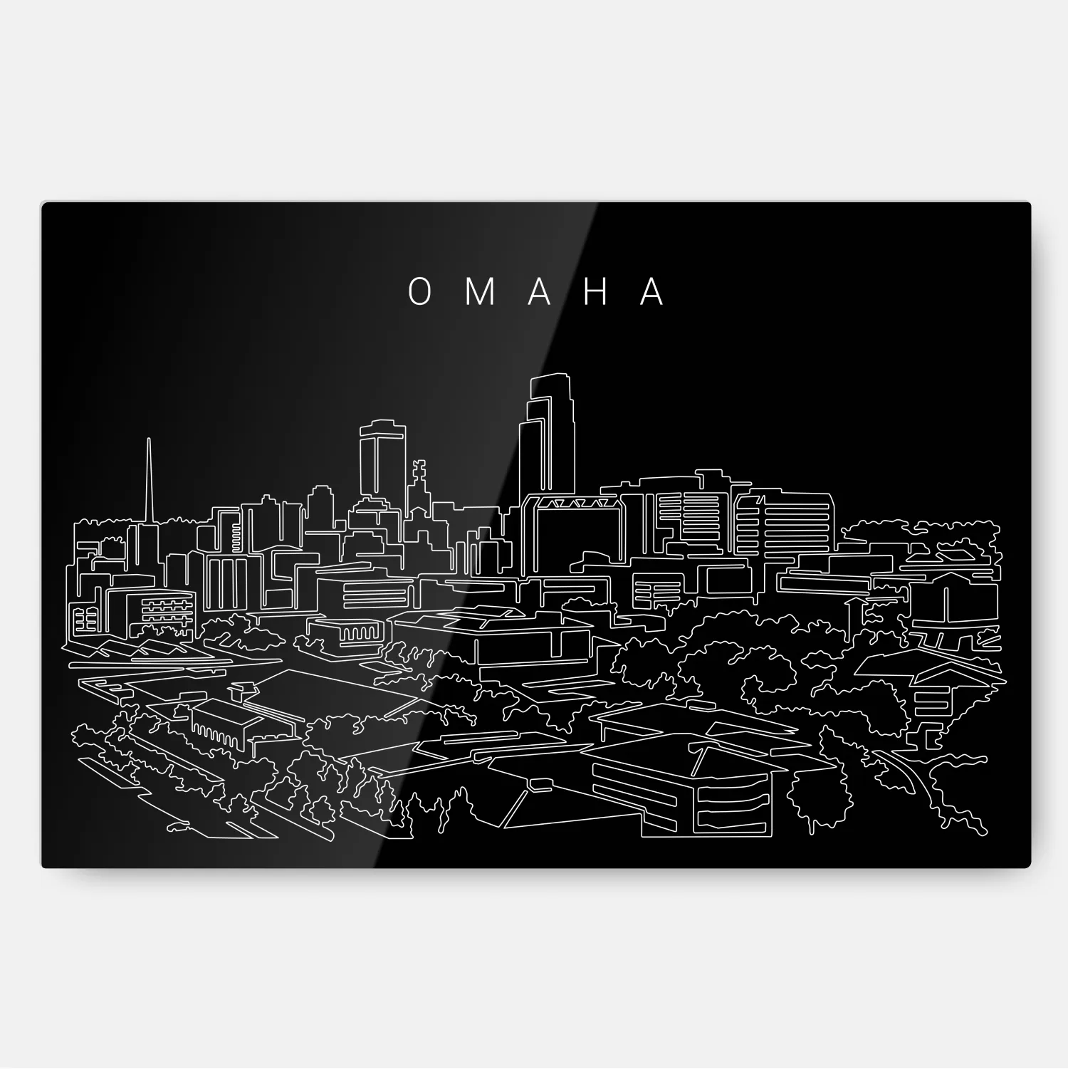 Omaha Skyline Line Art Metal Print