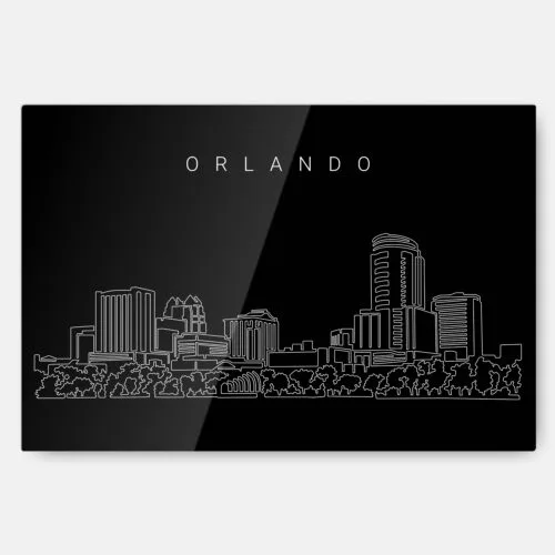 Orlando Skyline Metal Print Wall Art - Main - Dark