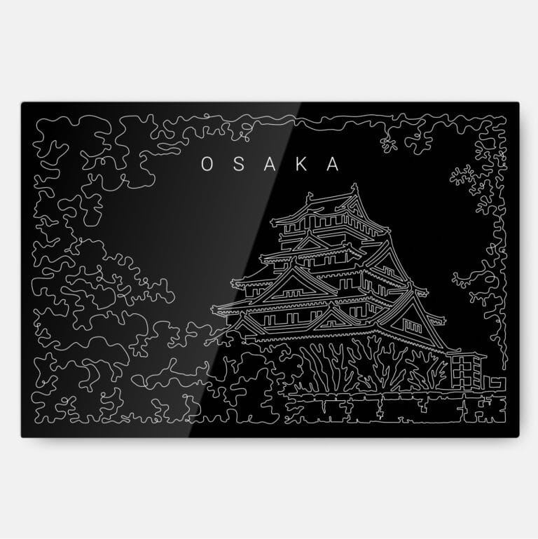 Osaka Castle Metal Print Wall Art - Main - Dark