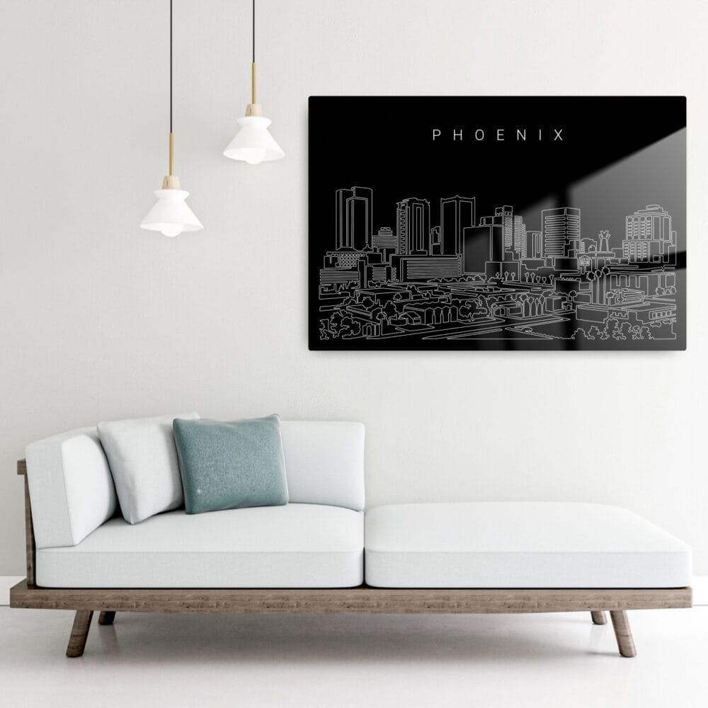 Phoenix AZ Skyline Metal Print - Lounge Chair - Dark Phoenix AZ Skyline Metal Print - Lounge Chair - Dark