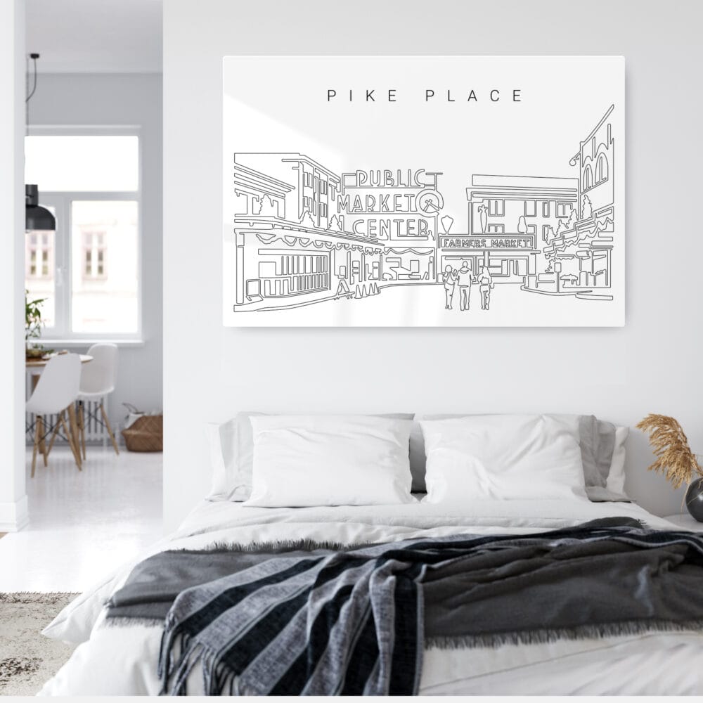 Pike Place Market Metal Print - Bed Room - Light Pike Place Market Metal Print - Bed Room - Light