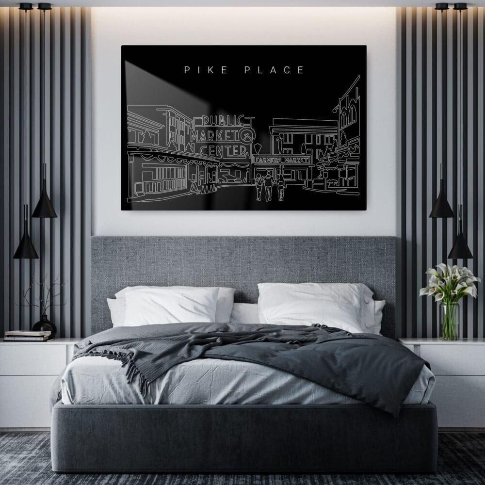 Pike Place Market Metal Print - Bedroom - Dark Pike Place Market Metal Print - Bedroom - Dark