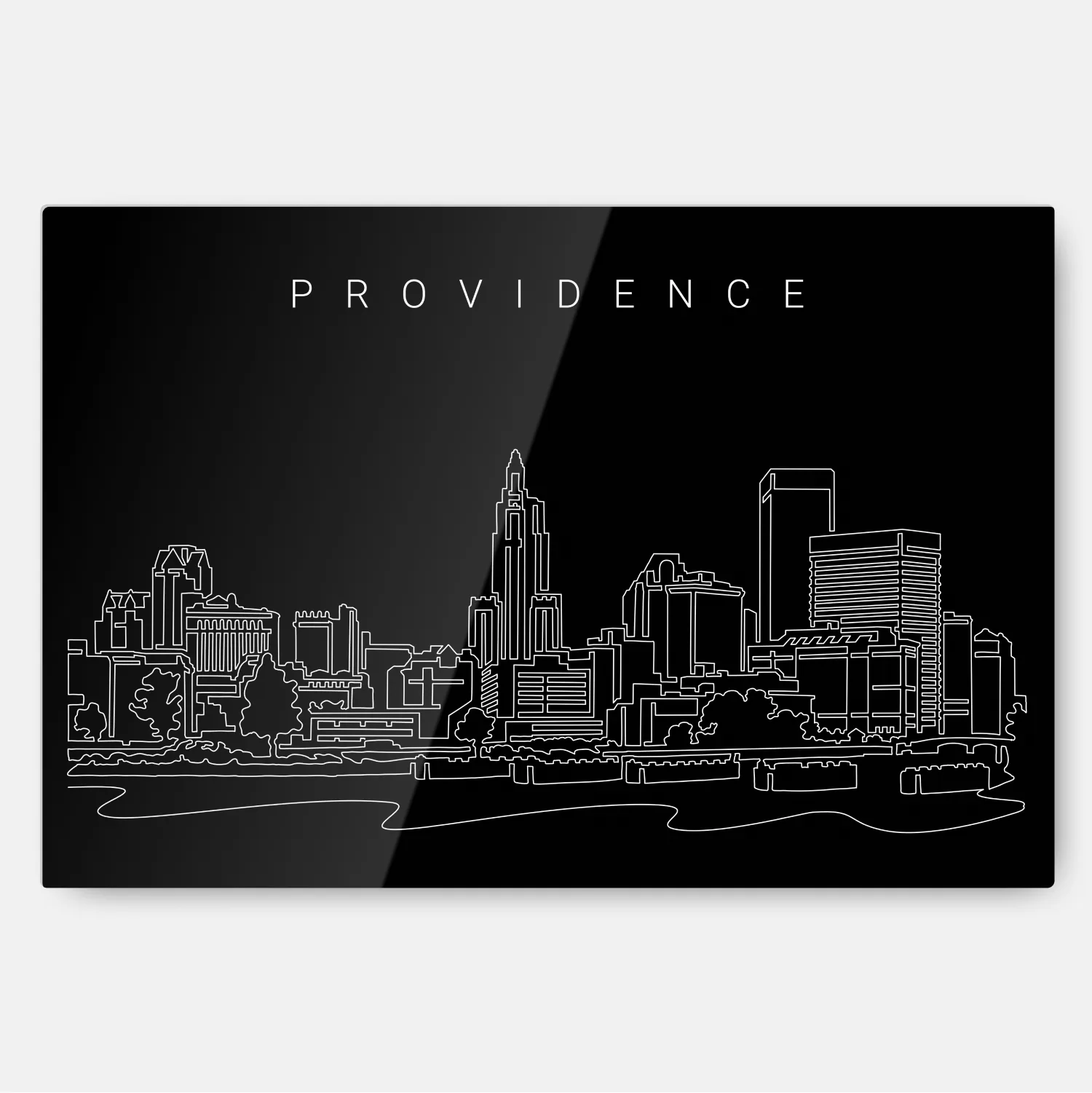 Providence Skyline Line Art Metal Print