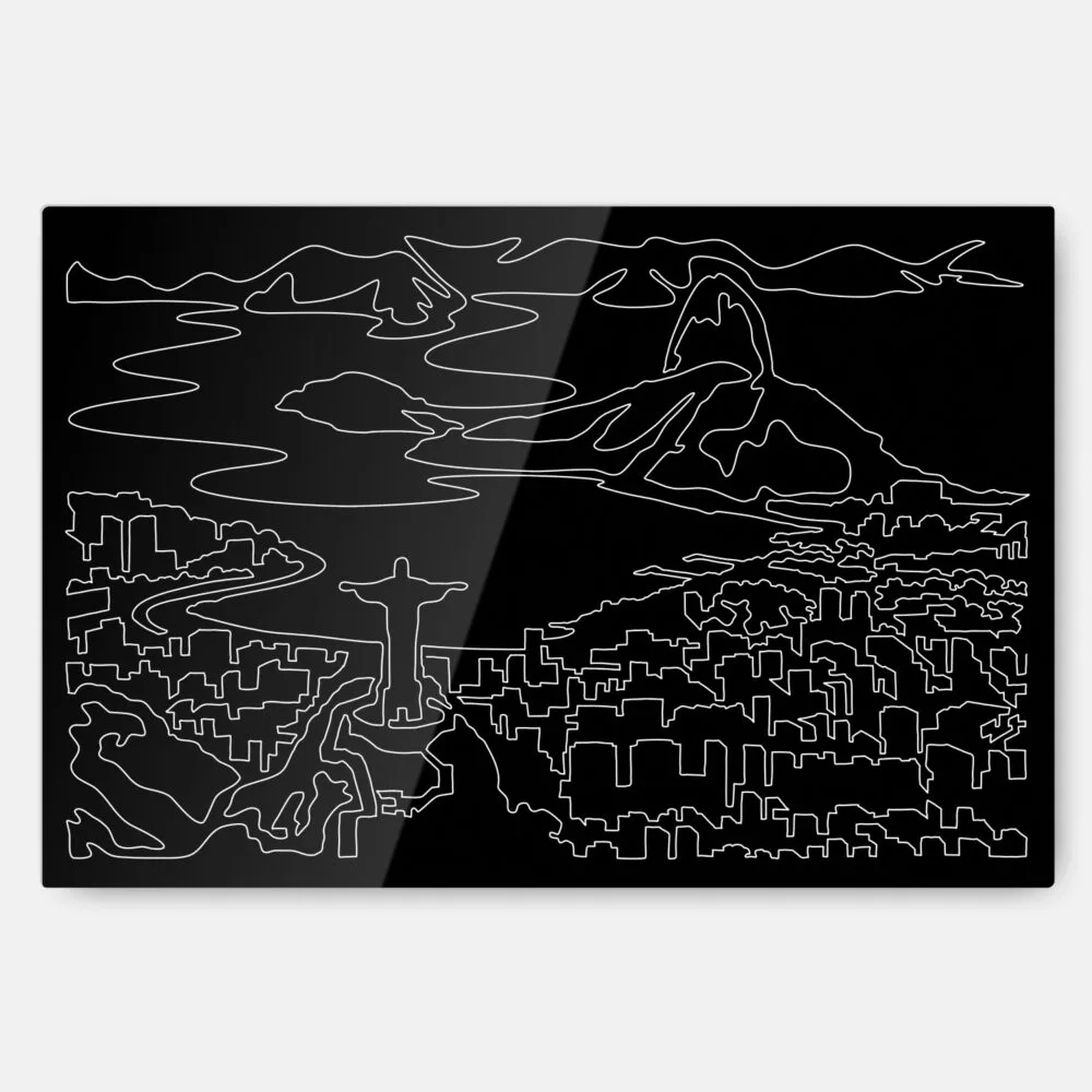 Rio De Janeiro Skyline Metal Print Wall Art - Main - Dark
