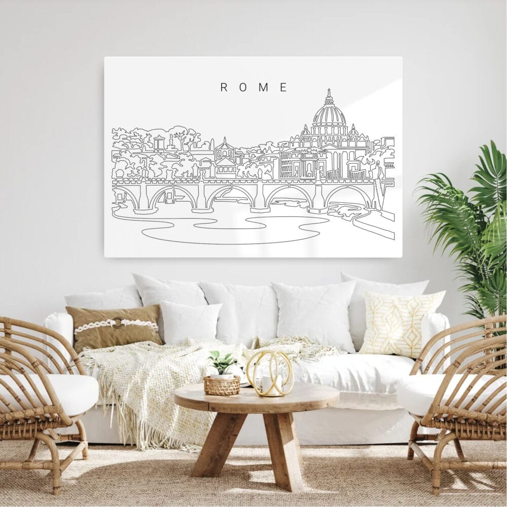 Rome Skyline Metal Print - Living Room - Light Rome Skyline Metal Print - Living Room - Light