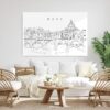 Rome Skyline Metal Print - Living Room - Light
