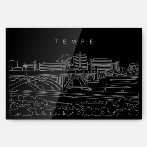 Tempe AZ Skyline Metal Print Wall Art - Main - Dark