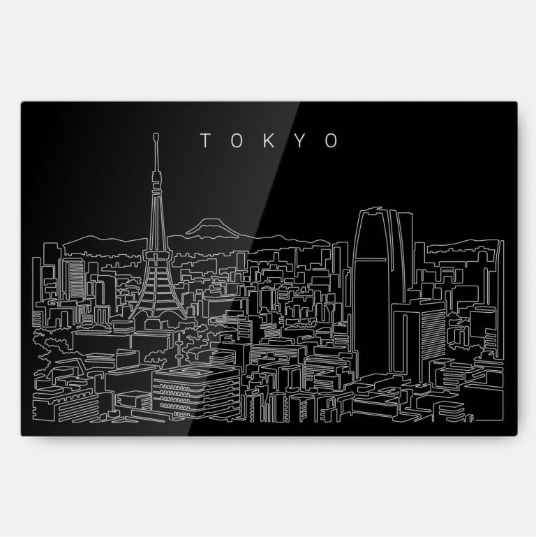 Tokyo Skyline Metal Print Wall Art - Main - Dark