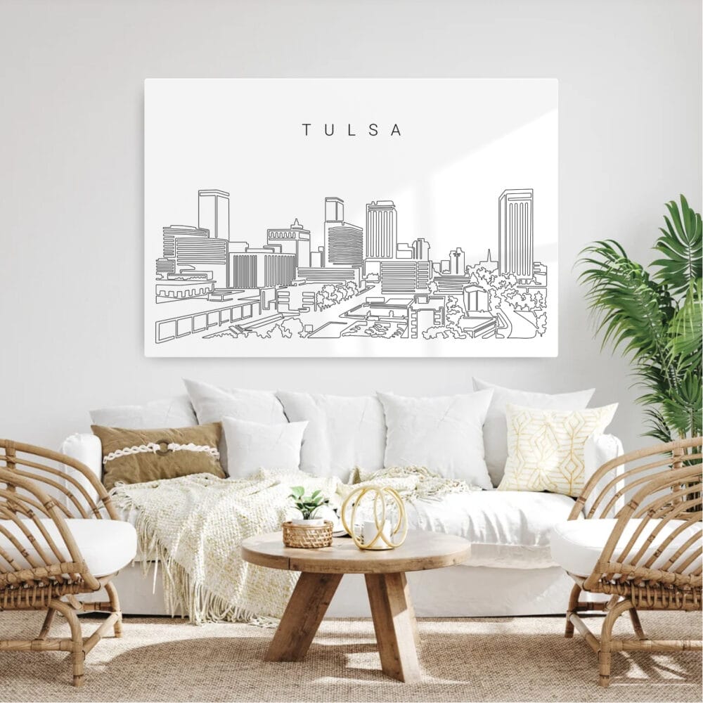 Tulsa Skyline Metal Print - Living Room - Light Tulsa Skyline Metal Print - Living Room - Light