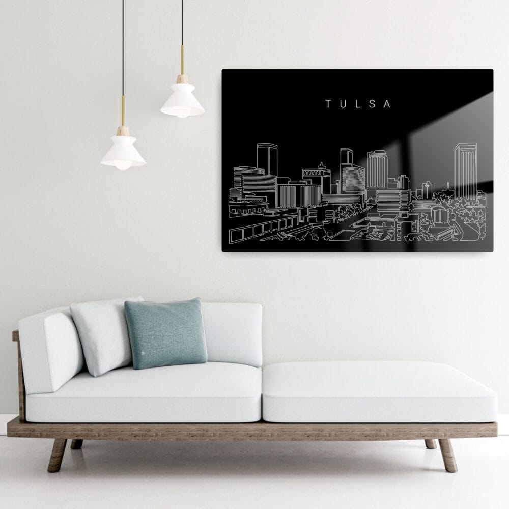 Tulsa Skyline Metal Print - Lounge Chair - Dark Tulsa Skyline Metal Print - Lounge Chair - Dark