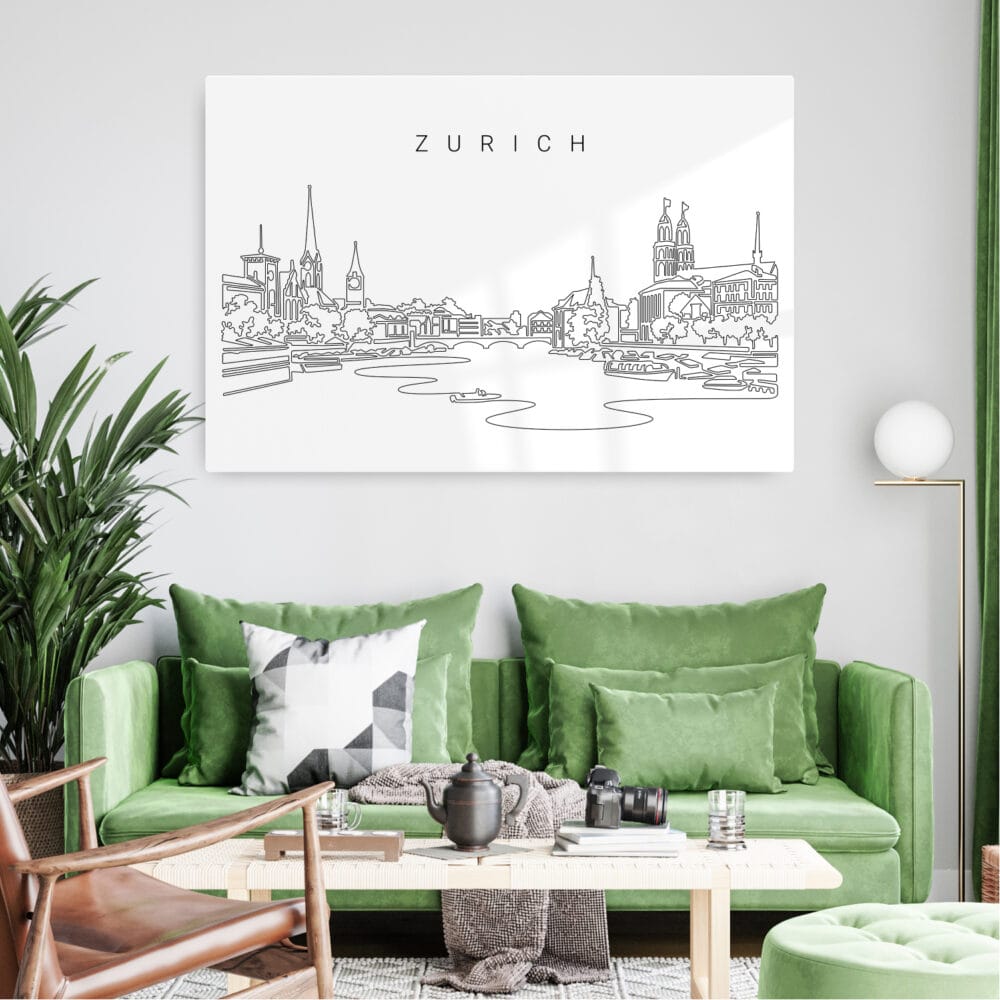 Zurich Skyline Metal Print - Living Room - Light Zurich Skyline Metal Print - Living Room - Light