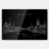 Zurich Skyline Metal Print Wall Art - Main - Dark