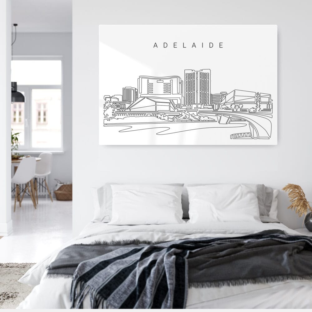 Adelaide Skyline Metal Print - Bed Room - Light Adelaide Skyline Metal Print - Bed Room - Light