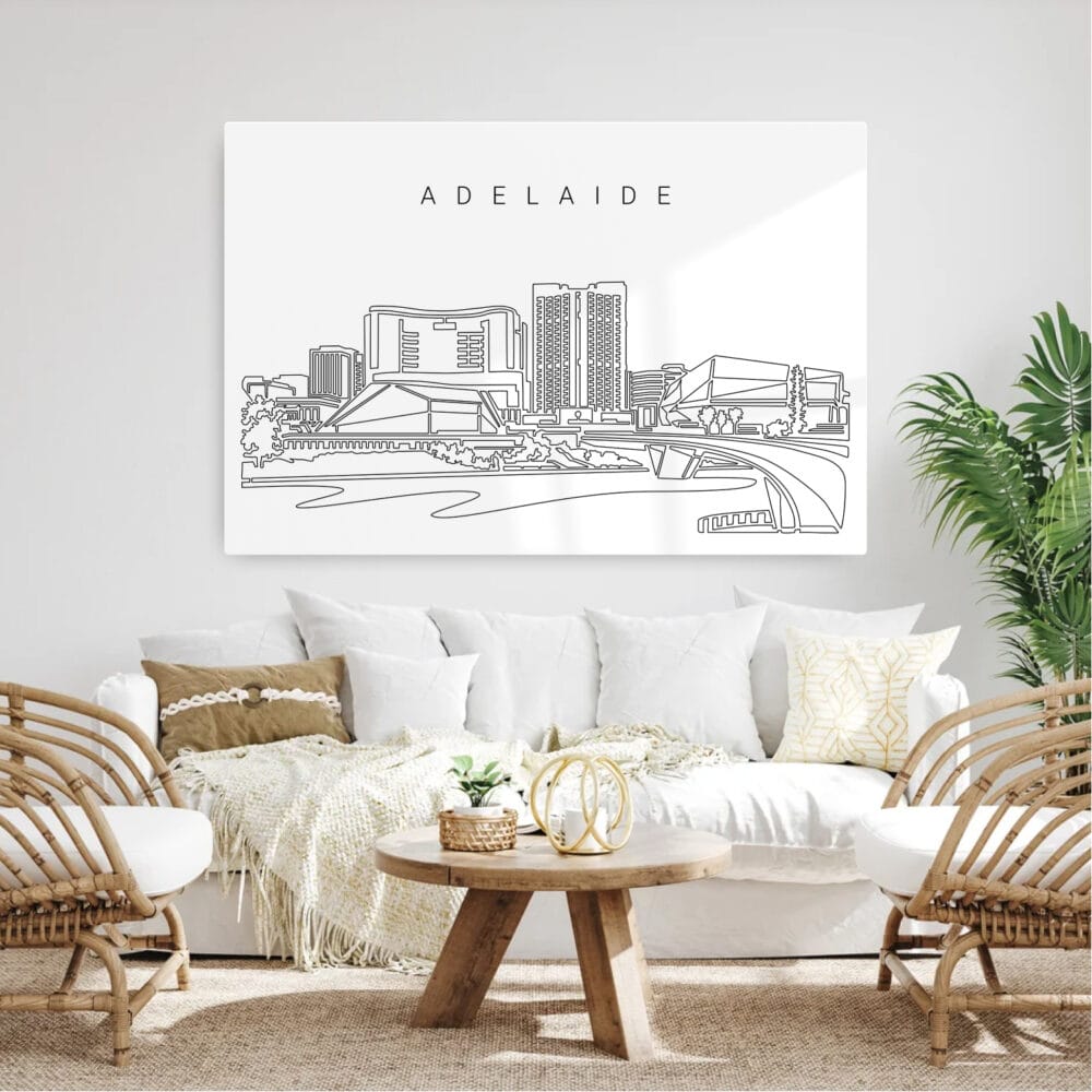 Adelaide Skyline Metal Print - Living Room - Light Adelaide Skyline Metal Print - Living Room - Light