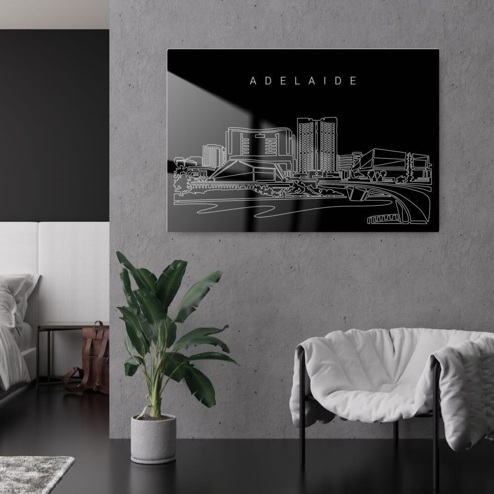 Adelaide Skyline Metal Print - Lounge - Dark Adelaide Skyline Metal Print - Lounge - Dark