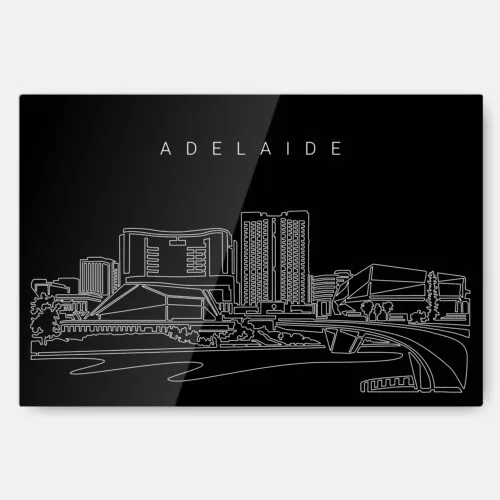 Adelaide Skyline Metal Print Wall Art - Main - Dark