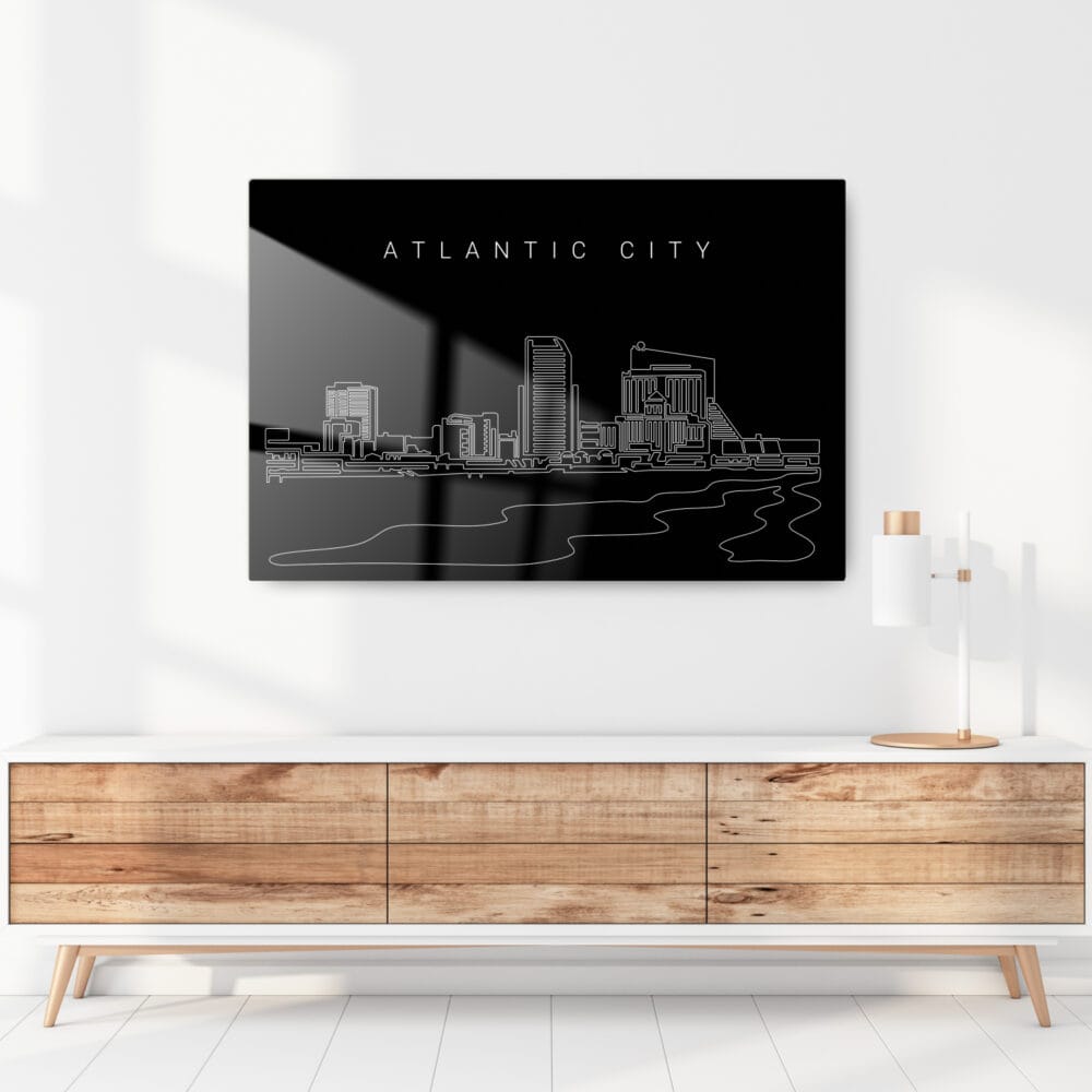 Atlantic City Skyline Metal Print - Hallway - Dark Atlantic City Skyline Metal Print - Hallway - Dark