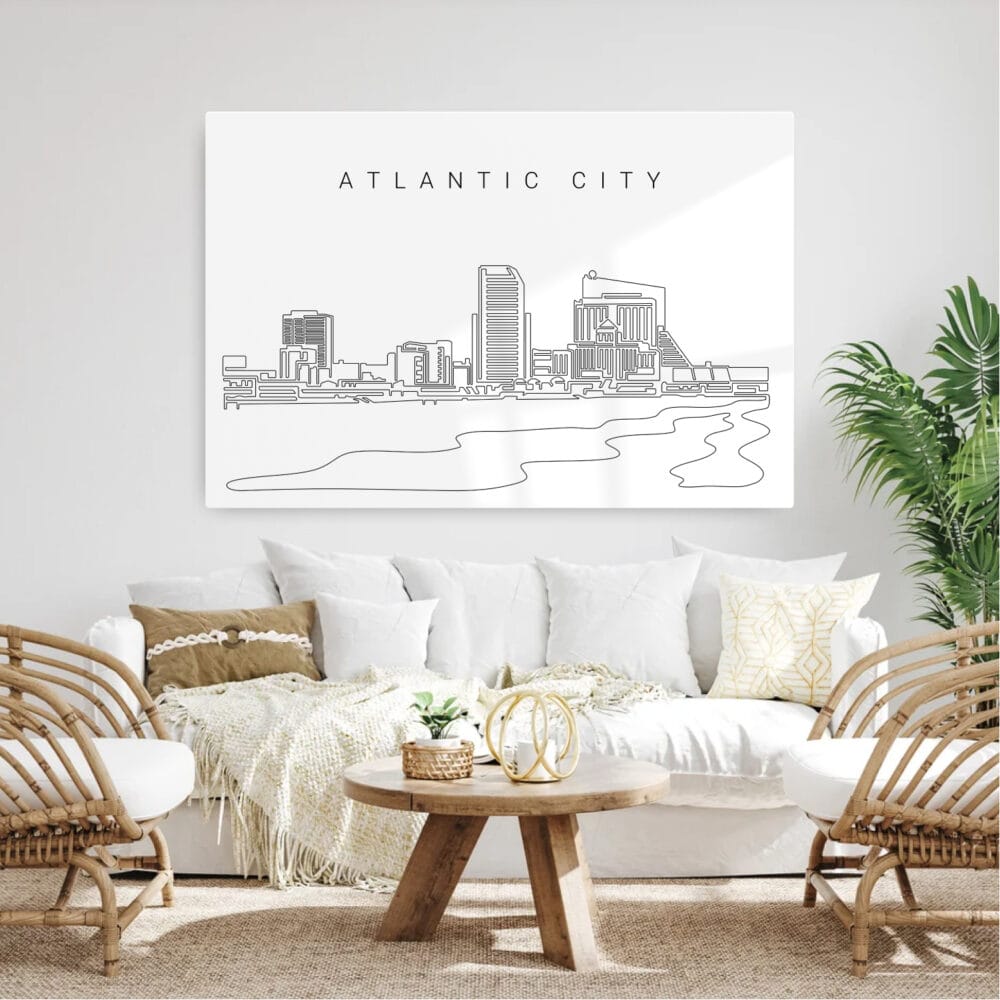 Atlantic City Skyline Metal Print - Living Room - Light Atlantic City Skyline Metal Print - Living Room - Light