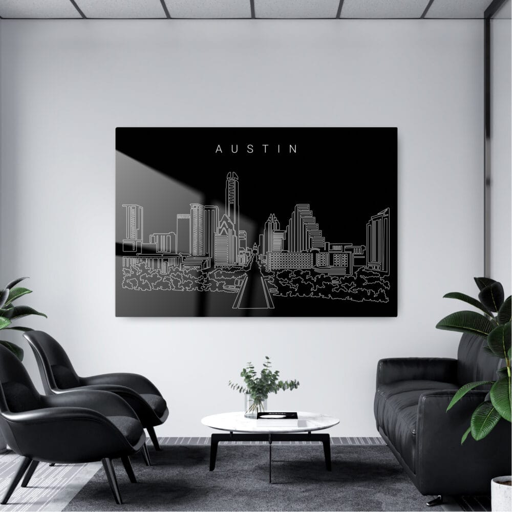 Austin TX Skyline Metal Print - Office - Dark Austin TX Skyline Metal Print - Office - Dark